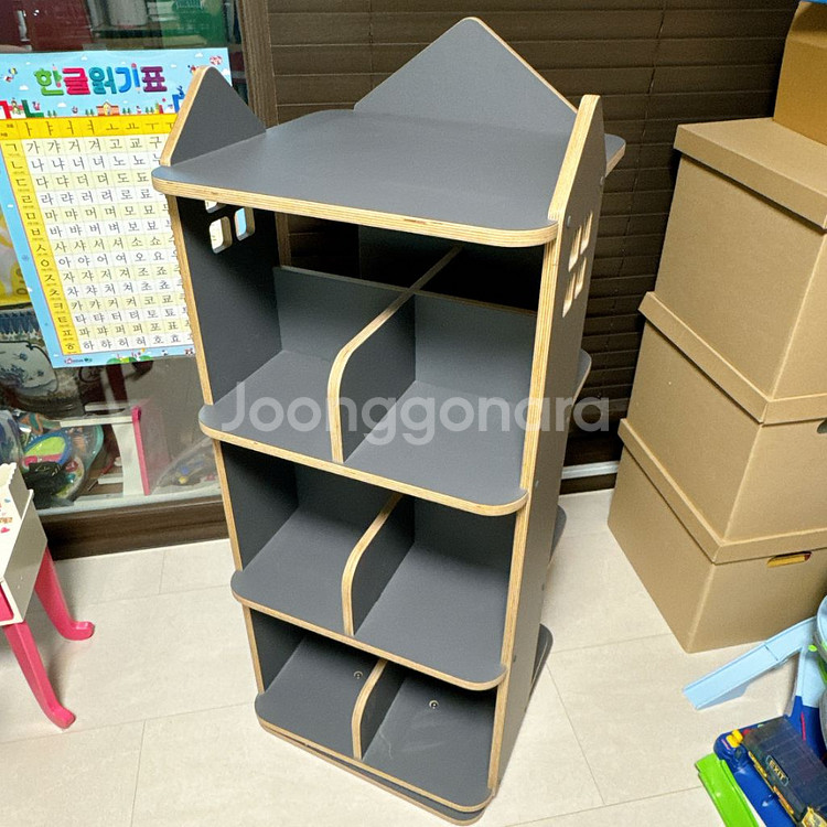 란가구 회전책장(3단, 그레이) 팝니다.--1