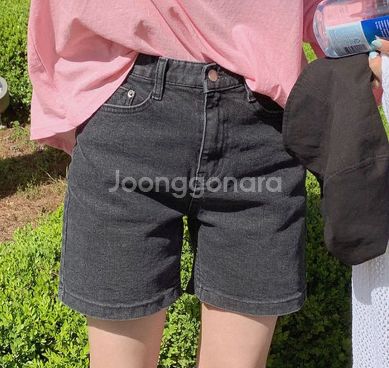 (반값택배무배)프롬헤드 4부 흑청 바지 S 팬츠 반바지--0