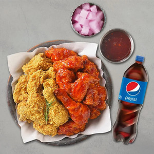칼답) 멕시카나치킨 후라이드반양념반+콜라1.25L