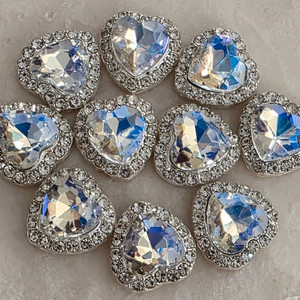 금속 실버투명 하트 10개 일괄