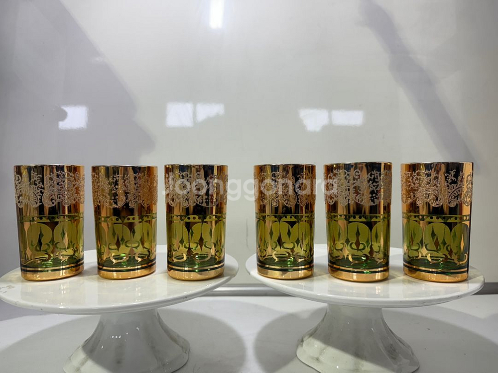 24K 금장 이태리 무라노 빈티지 레트로 글라스 6P--0