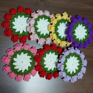 튤립티코스터.컵받침 /손뜨개가방