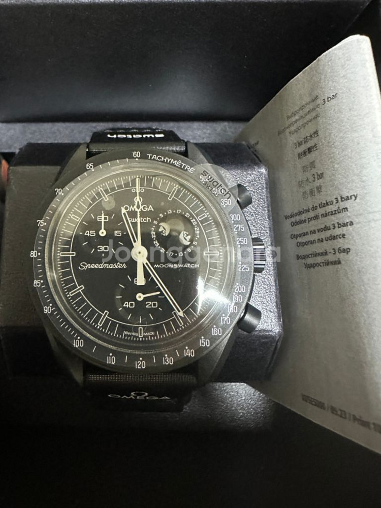 실착1회)문스와치 미션투더 문 스누피 콜라보 블랙--0