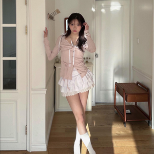 (새상품) 뉴얼린 버블 캉캉 레이스 미니 스커트 S