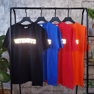베트멍 VETEMENTS 스타일 로고 반사 티셔츠