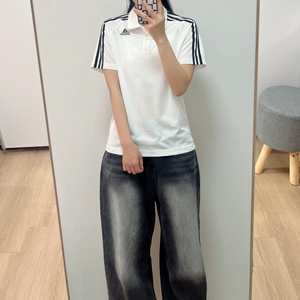 아디다스 기능성 화이트 반팔 카라티