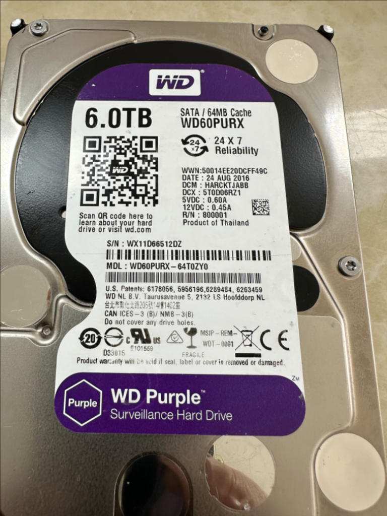 WD Purple 감시용 하드디스크 6t팝니다