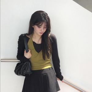 샵모도 홀터넥 가디건 세트 올리브