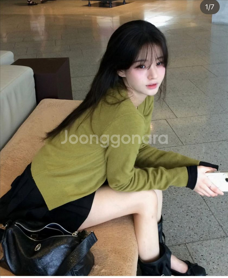 샵모도 홀터넥 가디건 세트 올리브--1
