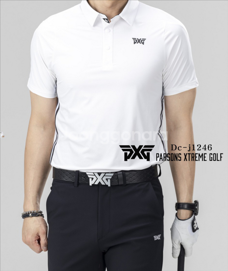 PXG 골프웨어 맨즈 롱 슬리브 엠보로고 카라 티셔츠--0