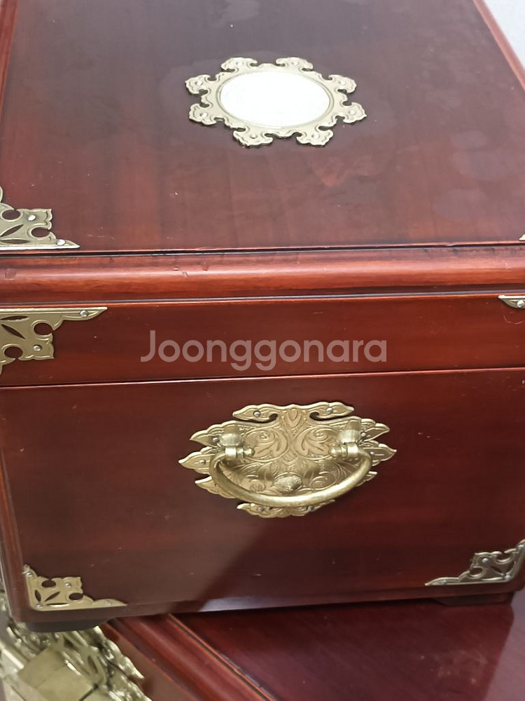 백동장식+자개조각 +옷칠 전통함 작은싸이즈 /상태양호--4