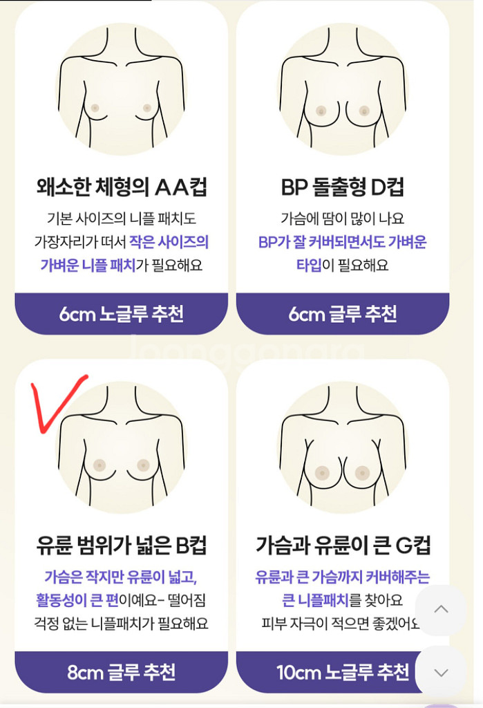 마른파이브 프리플 실리콘 니플패치(글루, 8cm/택포)--3