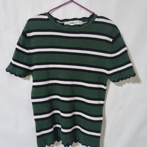 ZARA KNIT 니트 스트라이프 반팔 티셔츠(S)