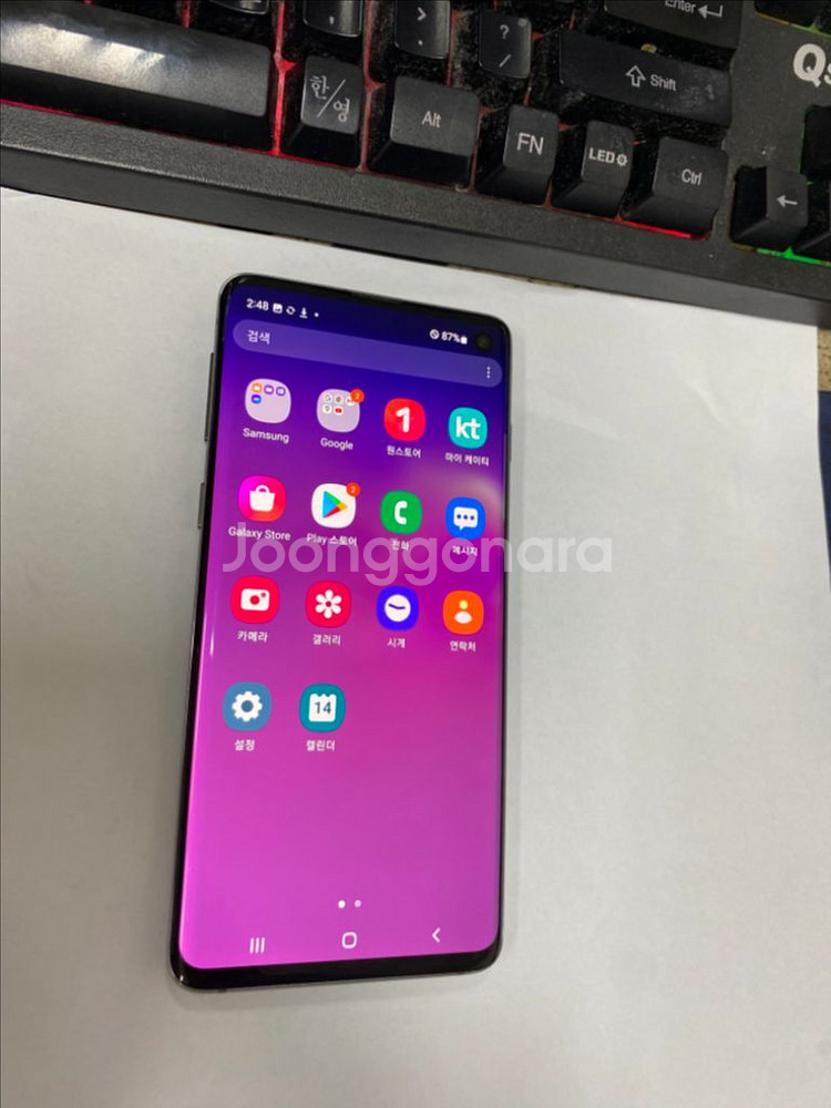 KT 갤럭시S10 LTE 블랙 외관깨끗 128G무잔상급--1