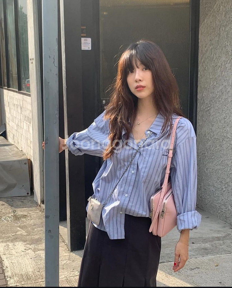타낫 수린 스탠다드 스트라이프 셔츠 블루 블라우스 남방--0