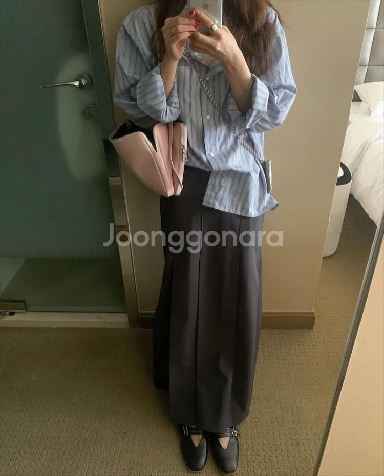 타낫 수린 스탠다드 스트라이프 셔츠 블루 블라우스 남방--4