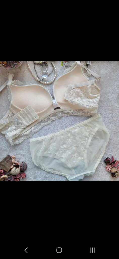 왕뽕 노와이어 브라팬티세트 크림 그린 핑크 이미지