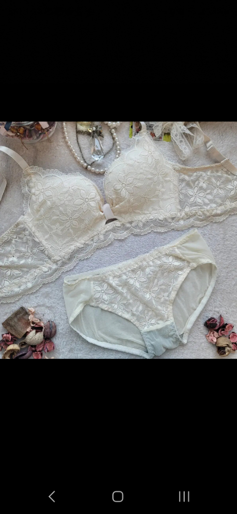 왕뽕 노와이어 브라팬티세트 크림 그린 핑크 이미지