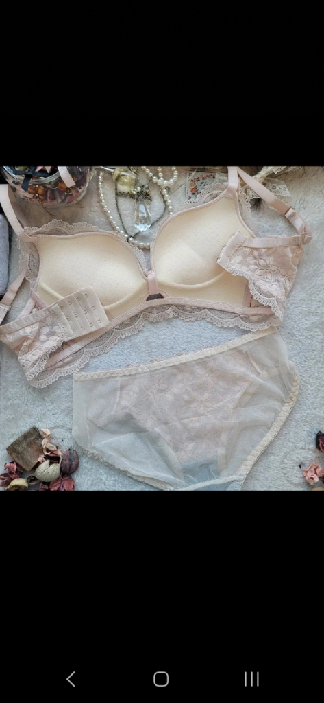 왕뽕 노와이어 브라팬티세트 크림 그린 핑크 이미지