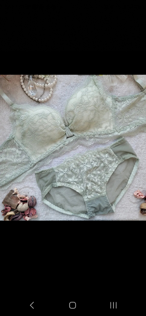 왕뽕 노와이어 브라팬티세트 크림 그린 핑크 이미지