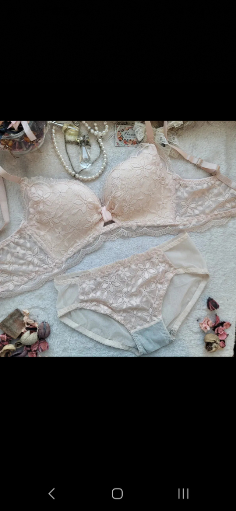 왕뽕 노와이어 브라팬티세트 크림 그린 핑크 이미지