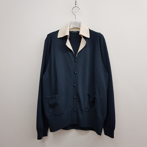 한섬 시스템 22FW 배색 카라 루즈핏 가디건 90F
