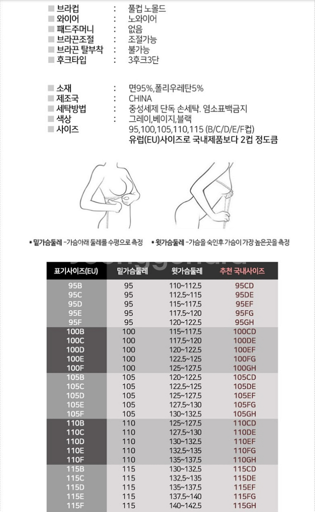 빅사이즈 홑겹 노와이어 브라 브레지어 언더웨어 3개--2