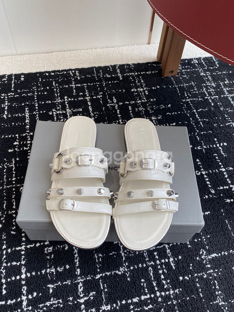 Balenciaga 발렌시아가 여성 시티 플랫 뮬 화이--0