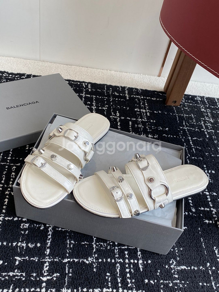 Balenciaga 발렌시아가 여성 시티 플랫 뮬 화이--8