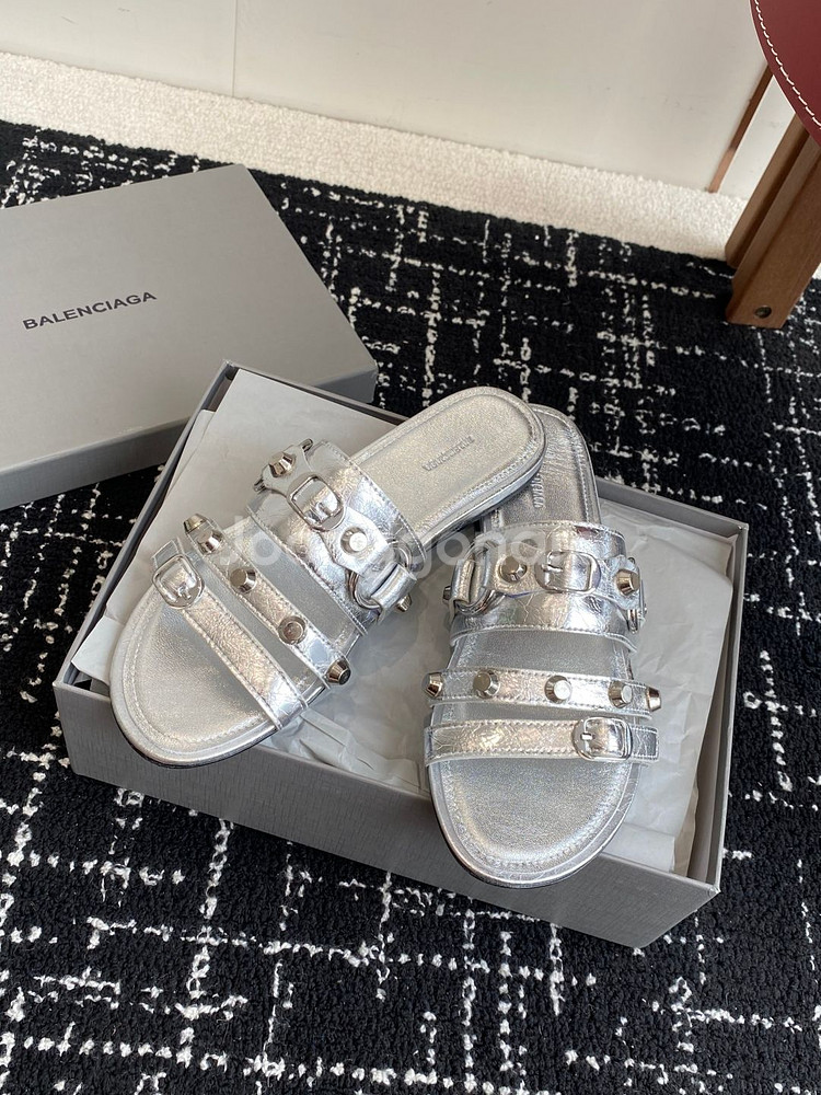 Balenciaga 발렌시아가 여성 시티 플랫 뮬 실버--4