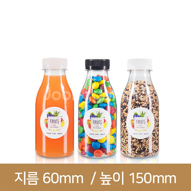 원형 투명 300ml 페트병 쥬스 우유--0