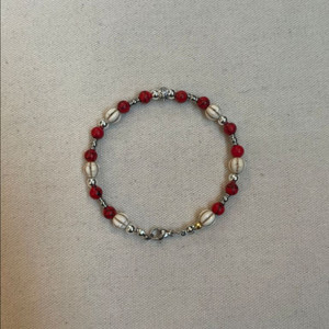 3 Cross Red Stone 925 Bracelet