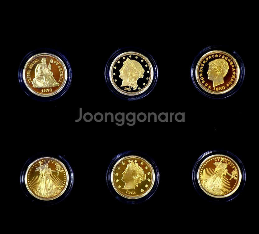 보기힘든 귀한 역대 미국의 고전주화 기념 24k금도금--5