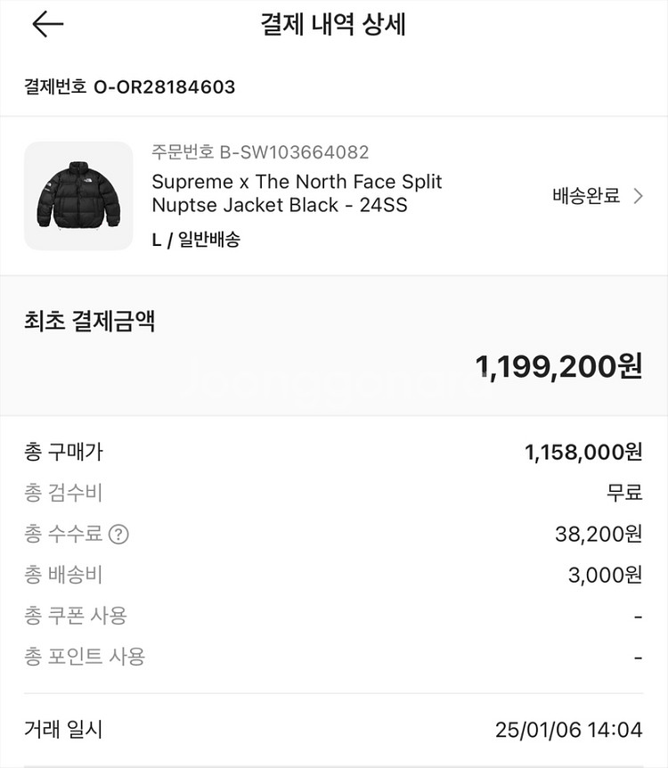 노스페이스x슈프림 스플릿 눕시 패딩 L--4