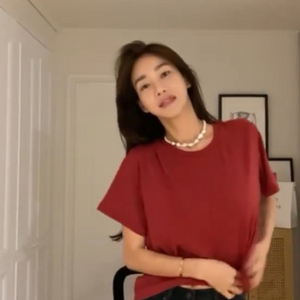고걸 와인색 반팔티셔츠