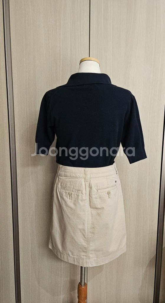 타미힐피거 골프웨어 컨셉 베이지 면스커트S+네이비 카라--2