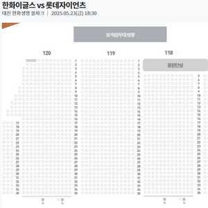 5월 23일 한화 vs 롯데 4연석 자리 교환하실분!