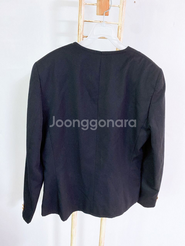 (여성95)버버리한글택노카라모100%금장버튼자켓--6