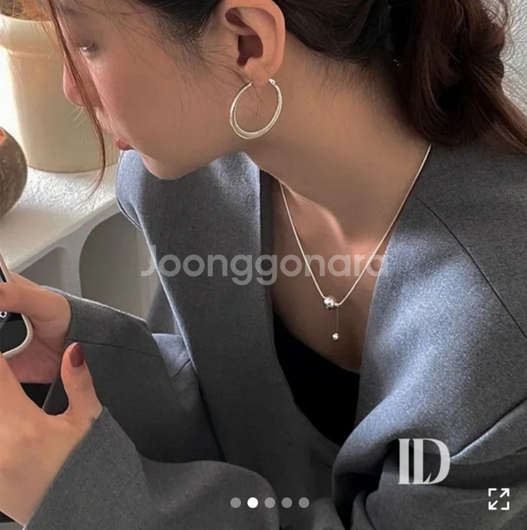 써지컬스틸 실버볼드롭 목걸이 새상품 무알러지--1