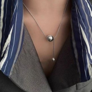 써지컬스틸 실버볼드롭 목걸이 새상품 무알러지