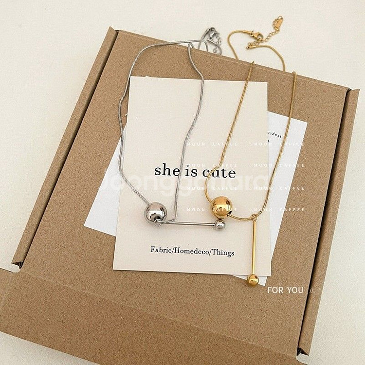 써지컬스틸 실버볼드롭 목걸이 새상품 무알러지--6