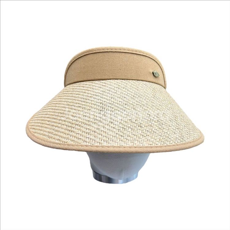 UPF50+ 밀짚 선캡 브라운베이지--0