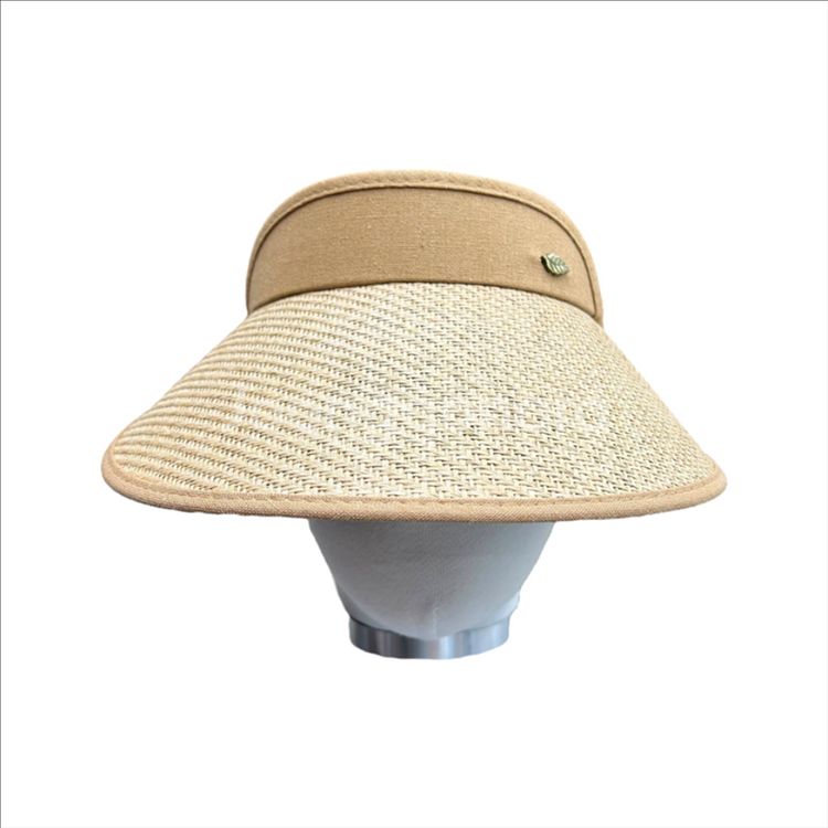 UPF50+ 밀짚 선캡 브라운베이지--5