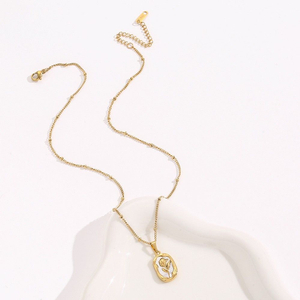 써지컬스틸 새상품 로즈자개팬던트목걸이