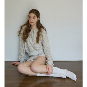 레터프롬문 앤디 플라워 와플 집업 팬츠 셋업