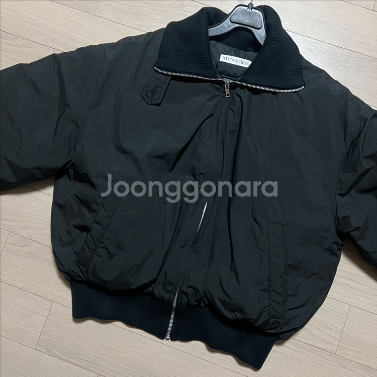 마이네임이즈 오리털 숏패딩 니트 카라 항공점퍼 봄버--2