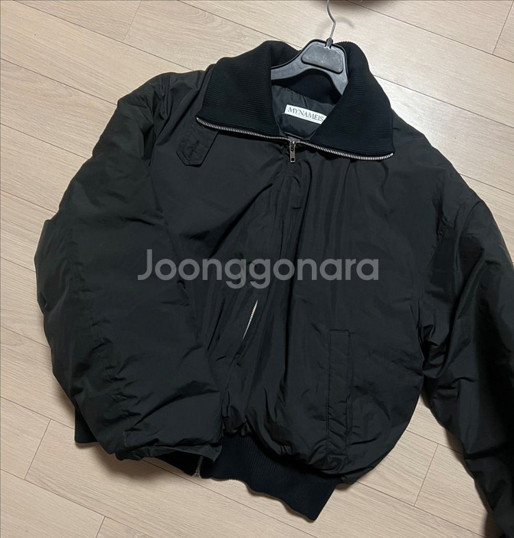 마이네임이즈 오리털 숏패딩 니트 카라 항공점퍼 봄버--0