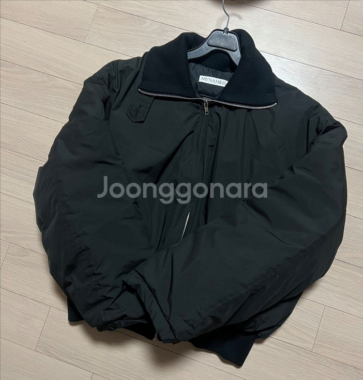 마이네임이즈 오리털 숏패딩 니트 카라 항공점퍼 봄버--1