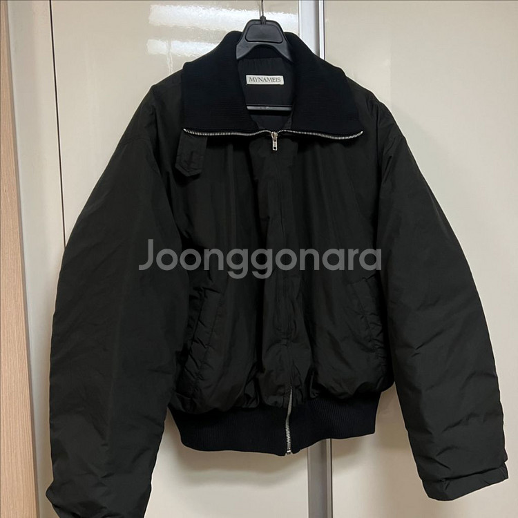 마이네임이즈 오리털 숏패딩 니트 카라 항공점퍼 봄버--5