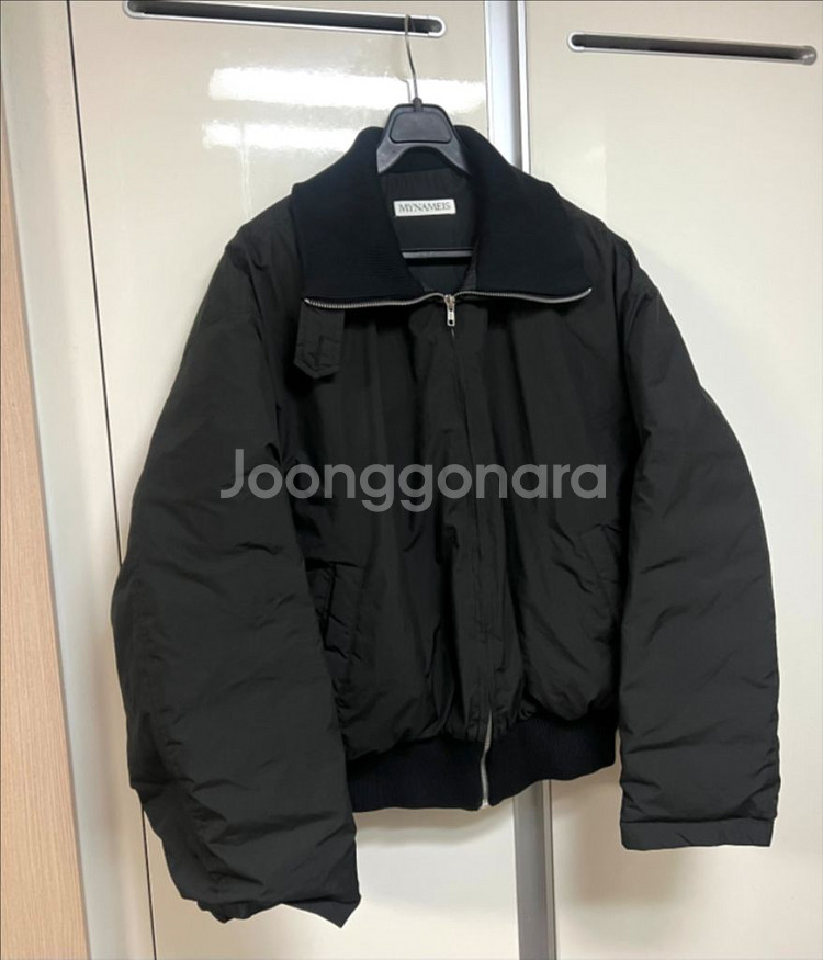 마이네임이즈 오리털 숏패딩 니트 카라 항공점퍼 봄버--4